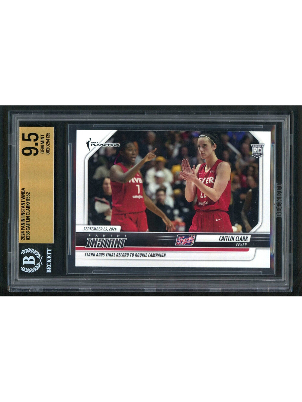 2024 Panini Instant WNBA #236 Caitlin Clark Playoffs Fever (RC) BGS 9.5 GEM MINT